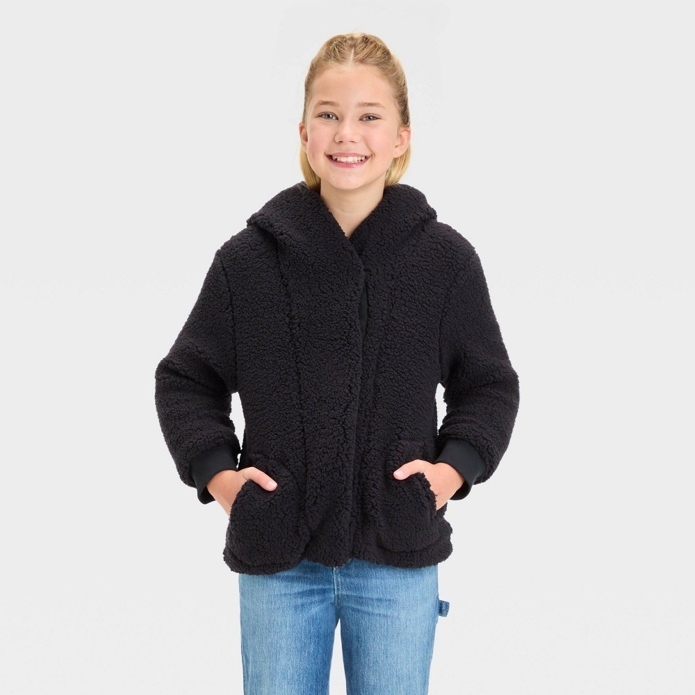 Cat & Jack Black Fleece Kids Puffer Jacket